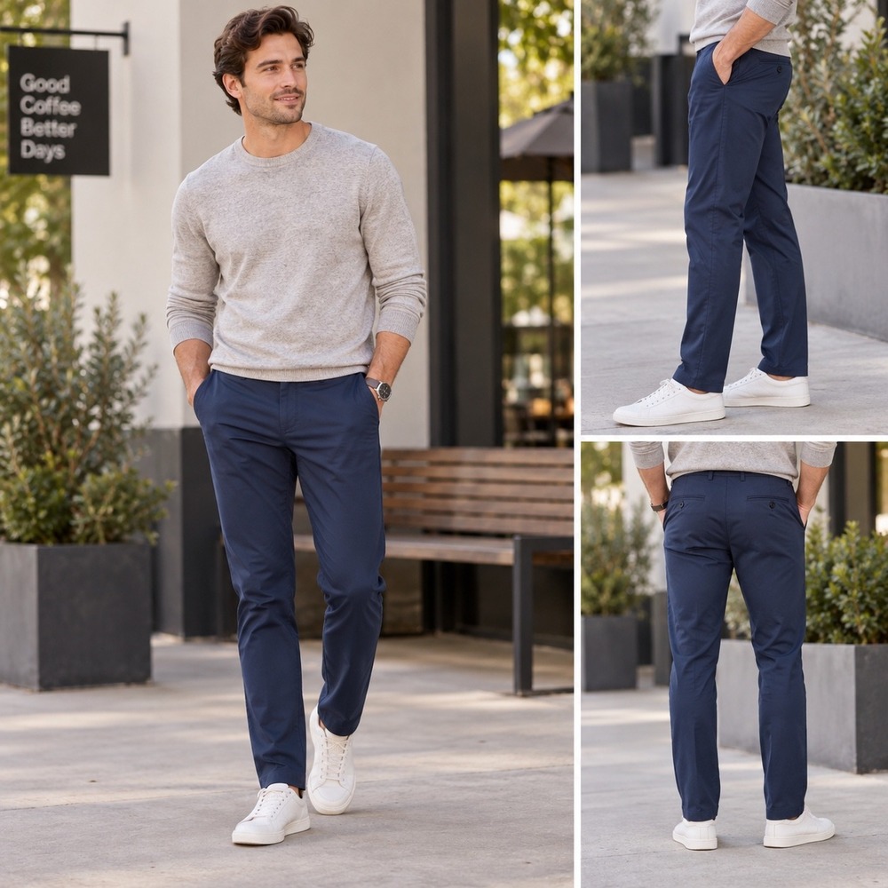 Gap Mens Slim Fit Performance Chino Pants 30x32 Navy Blue Stretch Tech Trousers